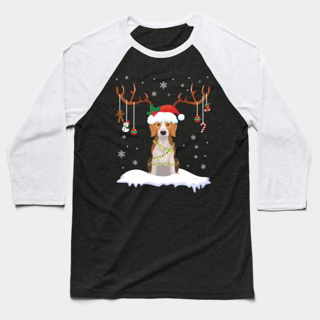 Beagle Reindeer Santa Noel Costume Dance On Snow Merry Xmas Baseball T-Shirt by bakhanh123